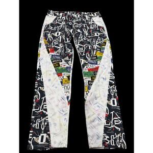 Mens Graphic Y2K Patchwork Dollar Bill Graphic Denim Jeans Size 38x32 Retro E8